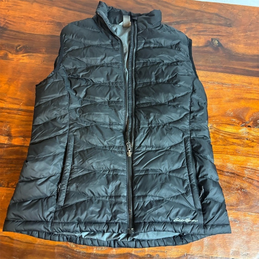 Eddie Bauer Vest Womens Size M Black Down Puffer Full Zip